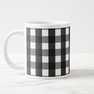 FARMHOUSE BLACK AND WHITE GINGHAM CHECK LARGE COFFEE MUG