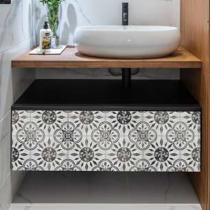 Farmhouse Black and White Rustic Tile Decoupage Tissue Paper