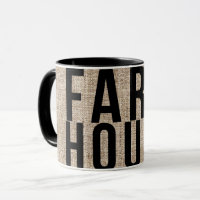 FARMHOUSE Black Lettering Rustic Burlap Sacking