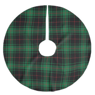 Farmhouse black red rustic tartan plaid pattern brushed polyester tree skirt