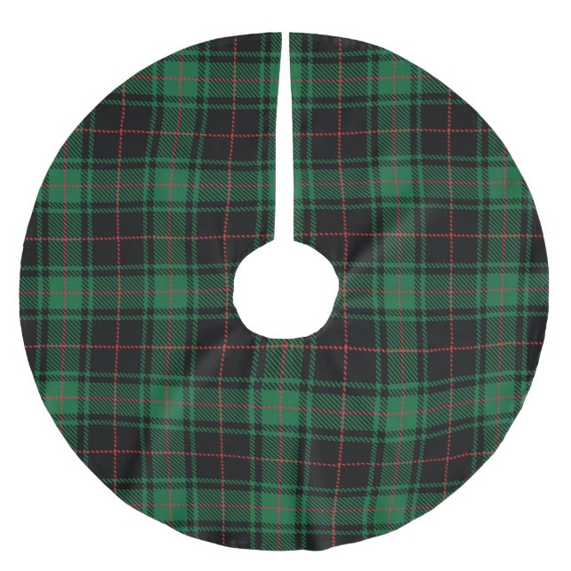 Farmhouse black red rustic tartan plaid pattern brushed polyester tree skirt (Front)