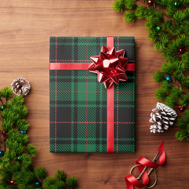 Farmhouse black red rustic tartan plaid pattern  w wrapping paper (Holiday Gift)