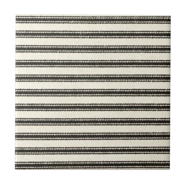 Farmhouse Black Ticking Stripes  Tile (Front)