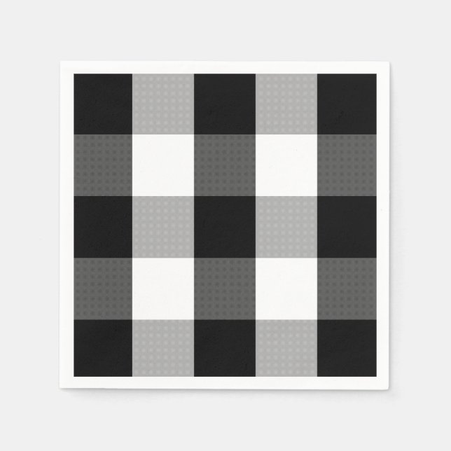 Farmhouse black white buffalo check napkins (Front)
