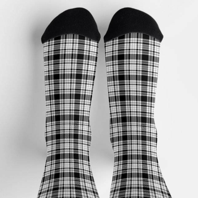 Farmhouse black white plaid pattern traditional socks (Top)
