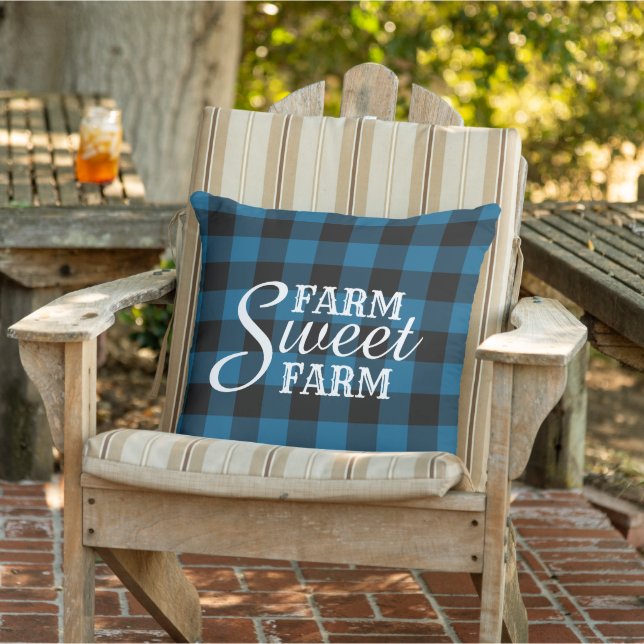 Farmhouse Blue Black Buffalo Lumberjack Check Cushion (Chair)