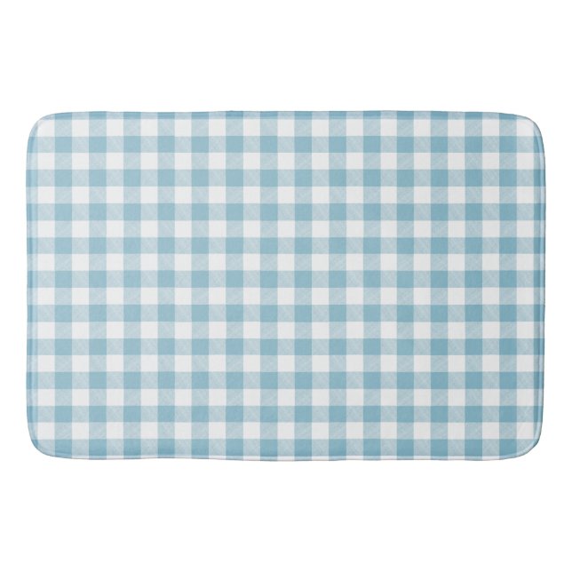 Farmhouse Blue Buffalo Check Bath Mat (Front)