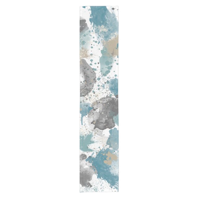Farmhouse Blue Grey Palette Splatter Short Table Runner (Front)