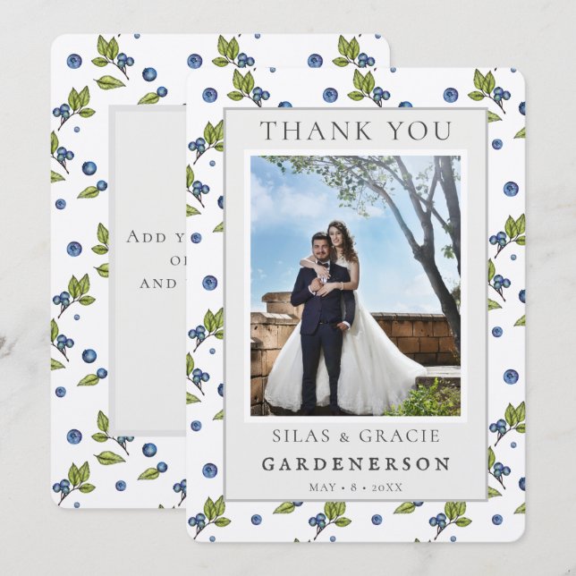 Farmhouse Blueberries Wedding Thank You Invitation (Front/Back)