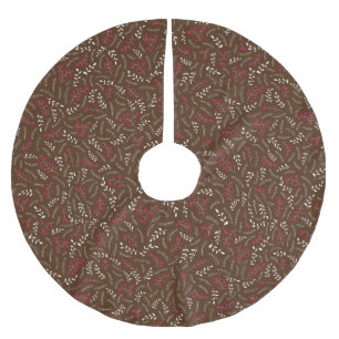 Farmhouse brown rustic foliage wreath pattern cute brushed polyester tree skirt