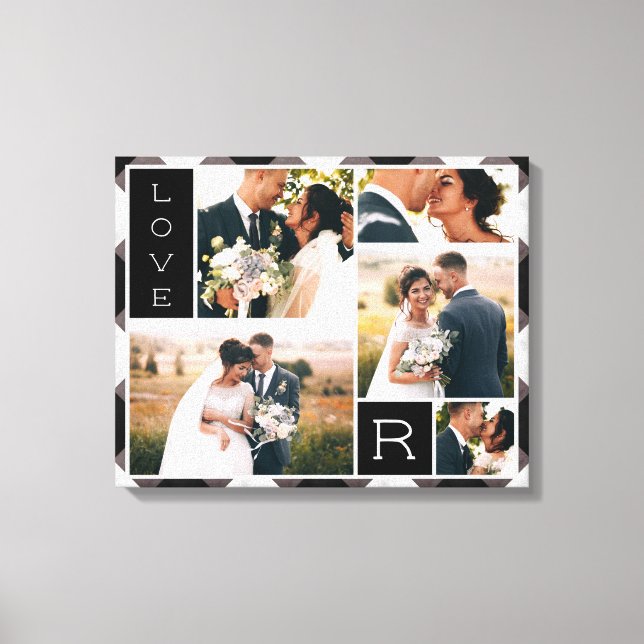 Farmhouse Buffalo Check Wedding Photo Collage Canvas Print (Front)