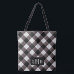Farmhouse Buffalo Plaid Check 3 Letter Monogram Tote Bag<br><div class="desc">Farmhouse Buffalo Plaid Check 3 Letter Monogram Tote Bags - with watercolor textured pattern in dark grey, black, and off white. With a pretty 3 Letter Initial monogram for first, middle, and last name. A rustic bridal party gift idea, or to hold all the wedding swag for your bridesmaids, parents,...</div>