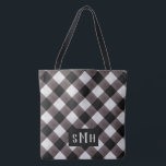 Farmhouse Buffalo Plaid Check 3 Letter Monogram Tote Bag<br><div class="desc">Farmhouse Buffalo Plaid Check 3 Letter Monogram Tote Bags - with watercolor textured pattern in dark grey, black, and off white. With a pretty 3 Letter Initial monogram for first, middle, and last name. A rustic bridal party gift idea, or to hold all the wedding swag for your bridesmaids, parents,...</div>