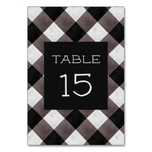 Farmhouse Buffalo Plaid Check Rustic Wedding Table Number
