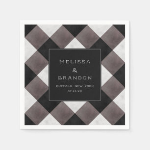 Farmhouse Buffalo Plaid Check Wedding Dinner Napkin