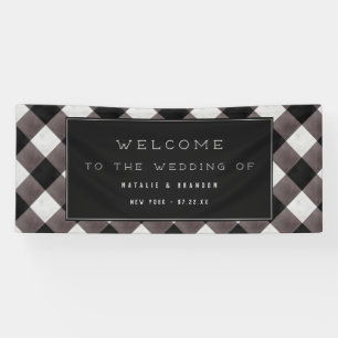 Farmhouse Buffalo Plaid Check Wedding Welcome Banner