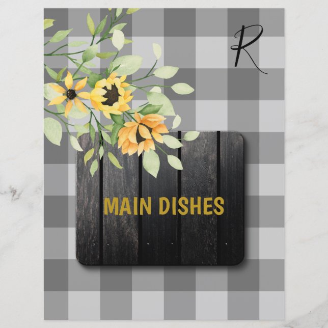 Farmhouse buffalo plaid recipe organiser divider (Front)
