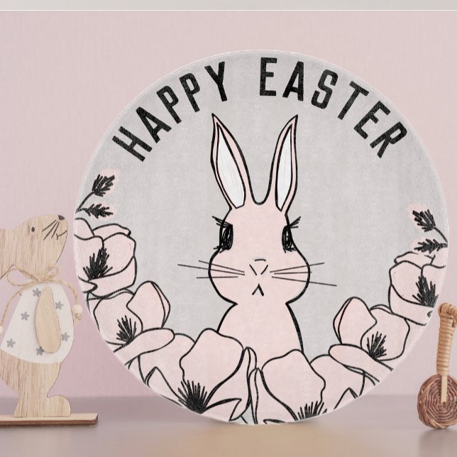 Farmhouse Bunny Magnolia Flower Easter  Cutting Board (Creator Uploaded)