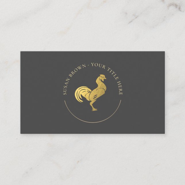 Farmhouse Chic Card – Minimalist Golden Rooster (Front)