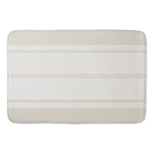 Farmhouse Chic Creamy Taupe & White Stripe Bath Mat