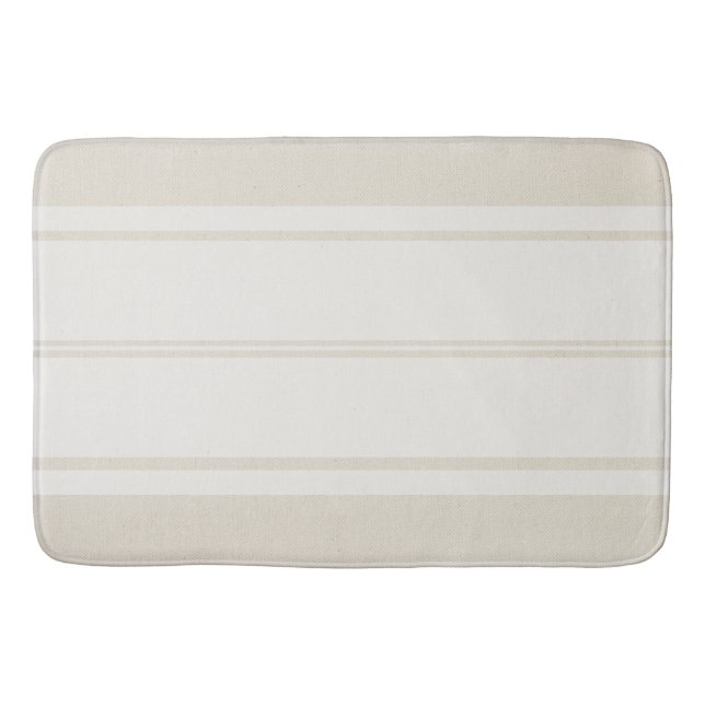 Farmhouse Chic Creamy Taupe & White Stripe Bath Mat (Front)