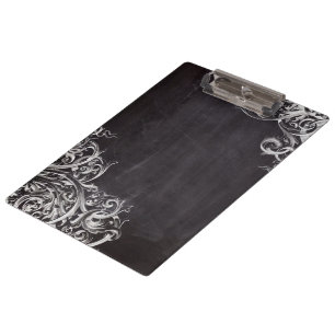farmhouse chic flourish swirls chalkboard monogram clipboard