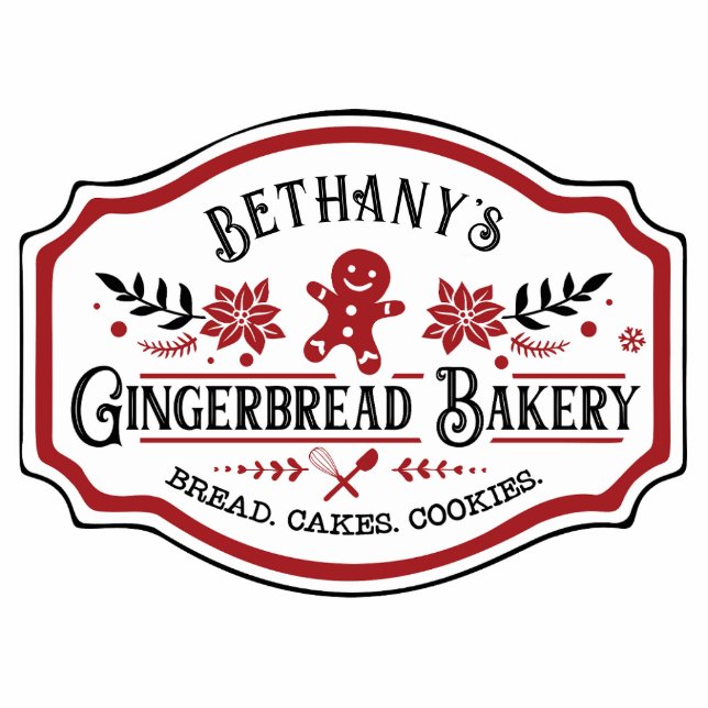 Farmhouse Chic Gingerbread Bakery Photo Sculpture Decoration (Front)