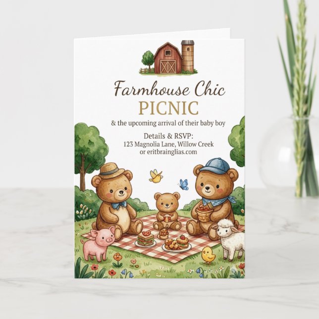 Farmhouse Chic Picnic Invitation (Front)
