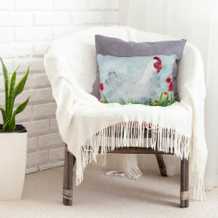 Farmhouse Chicken and Flowers  Decorative Cushion