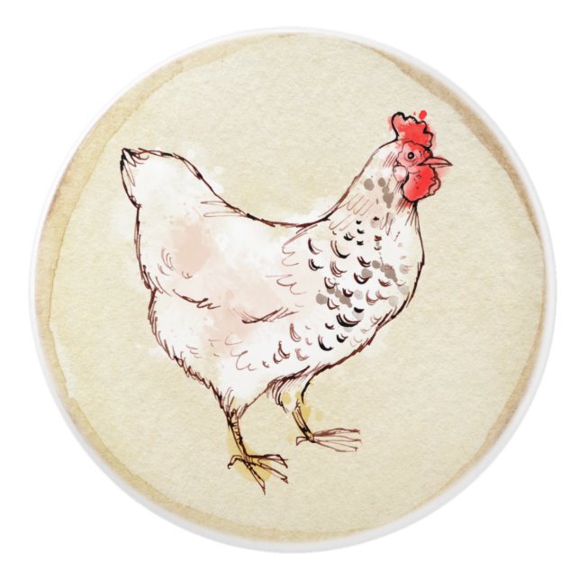 Farmhouse Chicken Ceramic Knob (Front)