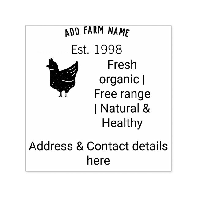 Farmhouse chicken eggs add name year address conta self-inking stamp (Design)