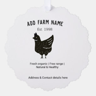 Farmhouse chicken eggs add name year address conta tree decoration card