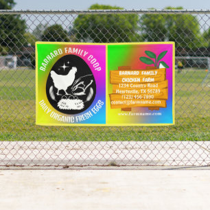 Farmhouse Chicken Farm Wood Colourful Organic Banner