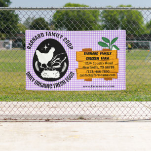 Farmhouse Chicken Farm Wood Pattern Purple Organic Banner