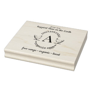 Farmhouse Chicken Hen Monogram Eggs Carton Custom Rubber Stamp