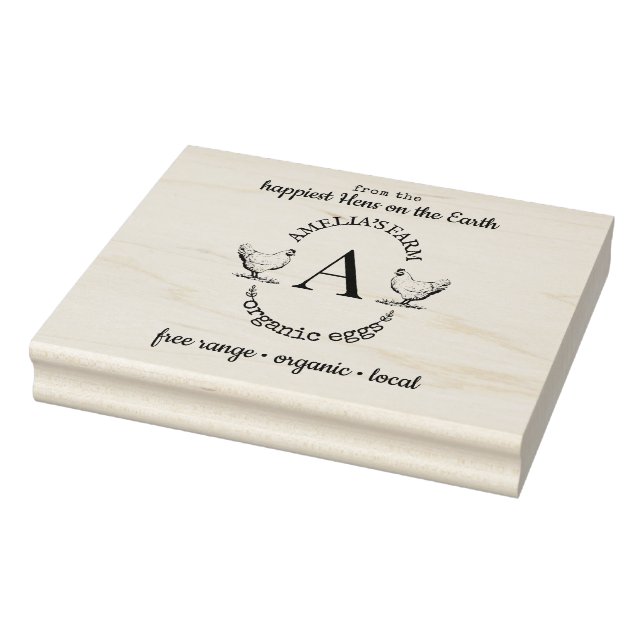 Farmhouse Chicken Hen Monogram Eggs Carton Custom Rubber Stamp (Stamp)
