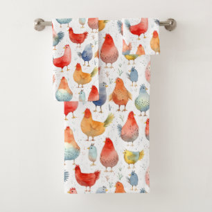 Farmhouse Chickens Bath Towel Set