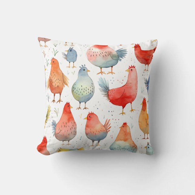 Farmhouse Chickens Cushion (Front)