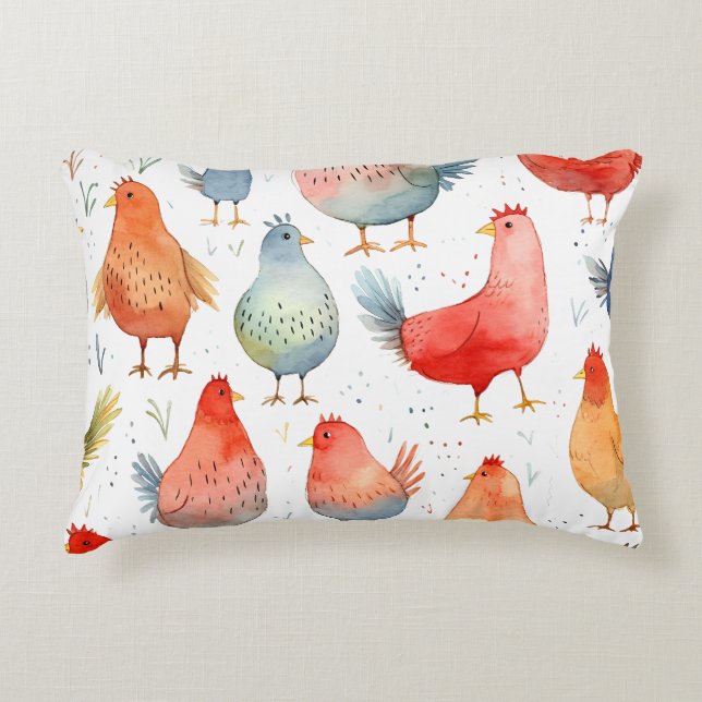 Farmhouse Chickens Decorative Cushion (Front)
