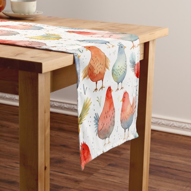 Farmhouse Chickens Long Table Runner (In Situ)