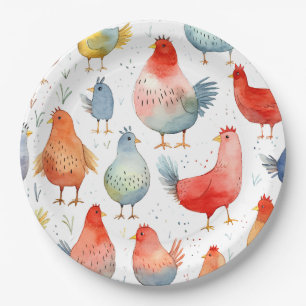 Farmhouse Chickens Paper Plate