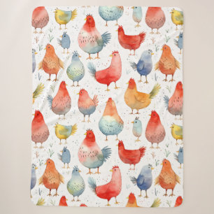 Farmhouse Chickens Sherpa Blanket