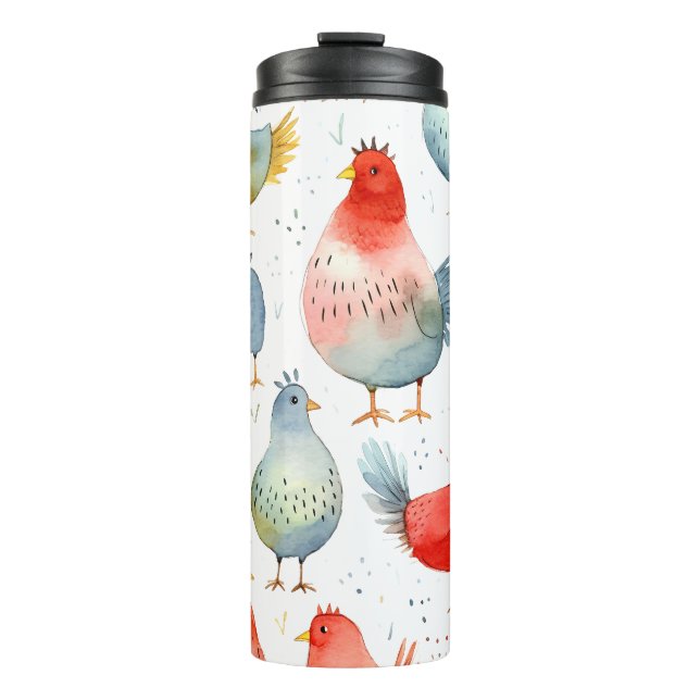 Farmhouse Chickens Thermal Tumbler (Front)