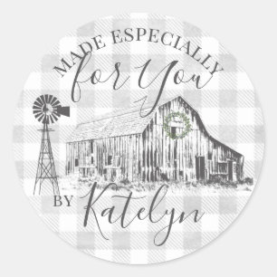 Farmhouse Christmas Barn Made Especially For You Classic Round Sticker