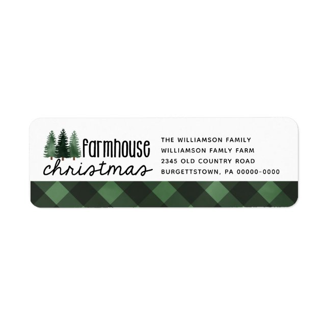 Farmhouse Christmas Buffalo Plaid Return Address (Front)