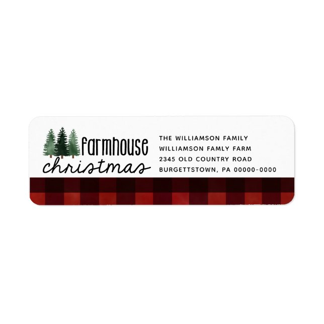Farmhouse Christmas Buffalo Plaid Return Address L (Front)