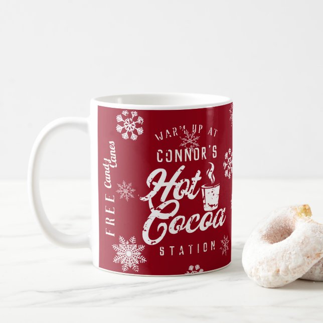 Farmhouse Christmas Custom Family Hot Cocoa Coffee Mug (With Donut)
