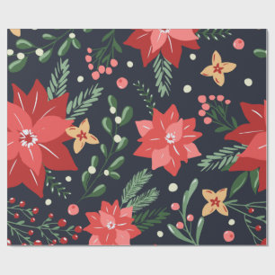 Farmhouse Christmas Floral and Greenery Wrapping Paper