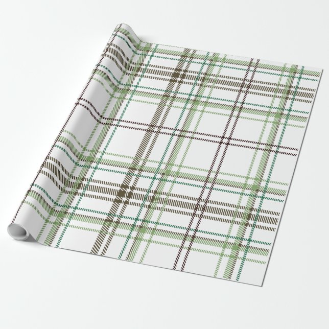 Farmhouse Christmas Green and Red Plaid Wrapping Paper (Unrolled)