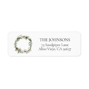Farmhouse Christmas Greenery Wreath Return Address
